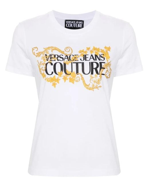 Versace Jeans Couture White Cotton T-shirt With Printed Logo