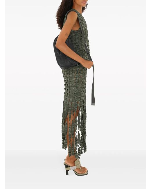 Burberry Green Crocheted Silk-Blend Midi Dress