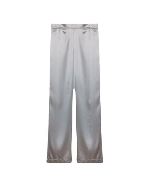 Purotatto Gray Satin-Finish Wide-Leg Trousers