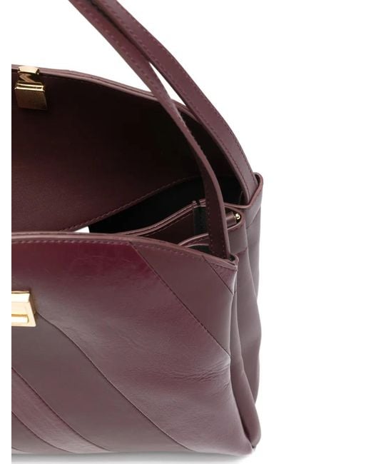 THEMOIRÈ Purple Eudora Diagonal-Stripe Shoulder Bag