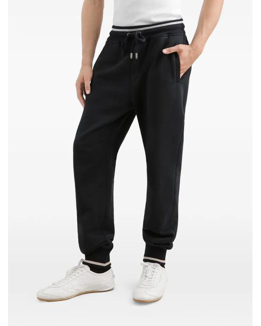 Dolce & Gabbana Black Cotton Jogging Trousers With Embroidery for men