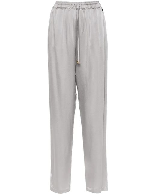 Elisabetta Franchi Gray Satin Tapered Trousers