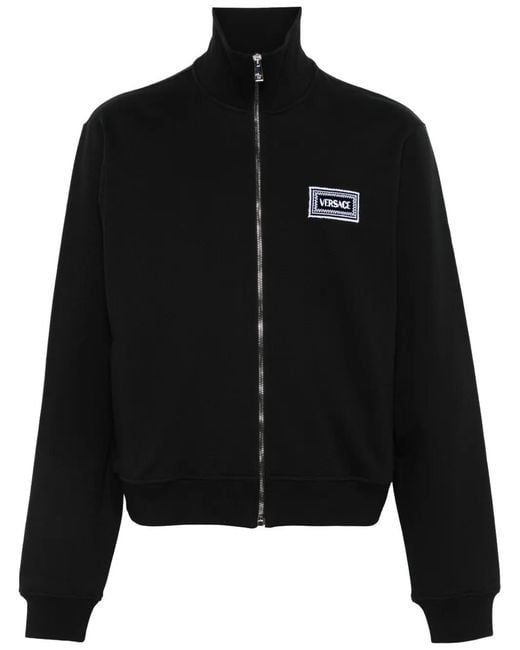 Versace Black Logo-Patch Sweatshirt for men