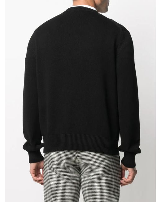 McQueen Black Sweater With Logo Embroidery for men