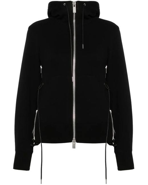 Sacai Black Sponge Sweat Zip-Up Hoodie