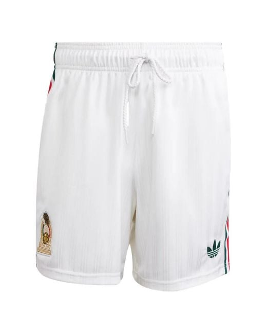 Adidas White Mexico Embroidered Shorts for men