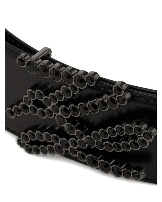 Karl Lagerfeld Black K-Autograph Rhinestones Belt