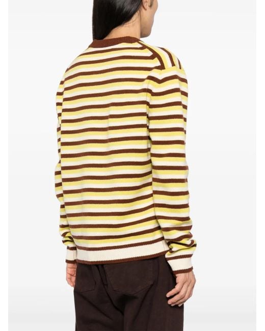 Maison Kitsuné Gray Fox Head Intarsia Striped Jumper for men
