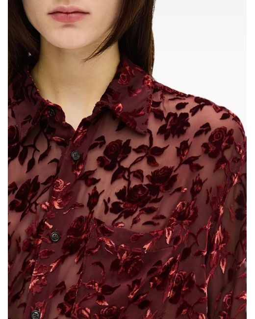 Ann Demeulemeester Red Elisabeth Floral-Devoré Shirt