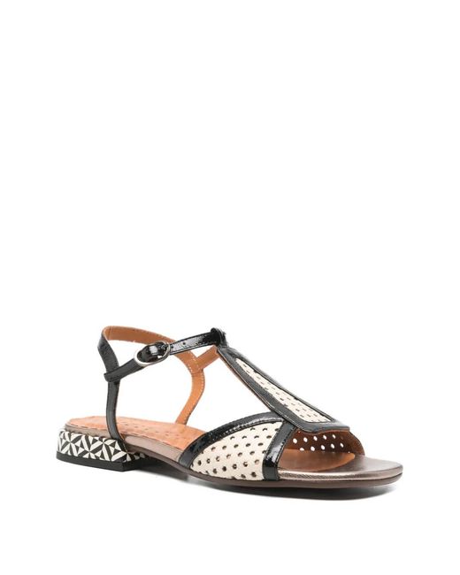 Chie Mihara Black Perforated T-Strap Sandals