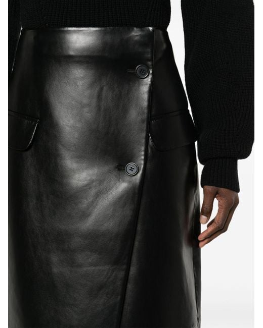 Frankie Shop Black Nan Wrap Faux-leather Skirt - Women's - Polyurethane/polyester