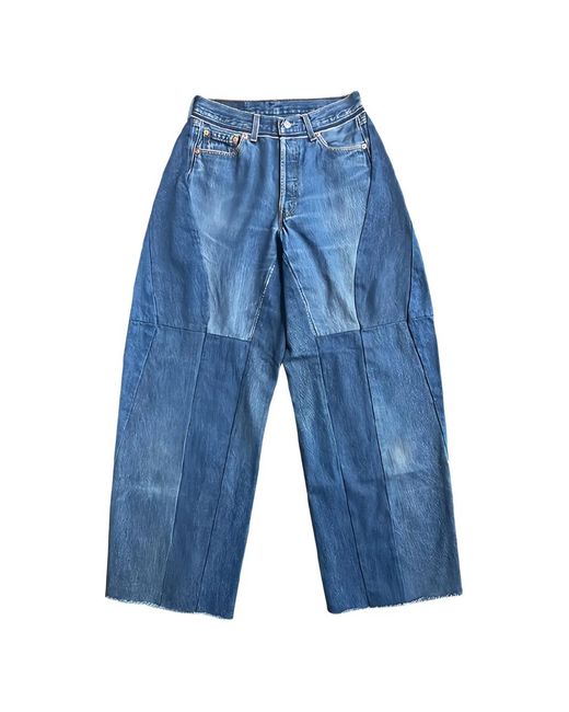 READYMADE Blue Patchwork Wide-Leg Denim Jeans for men