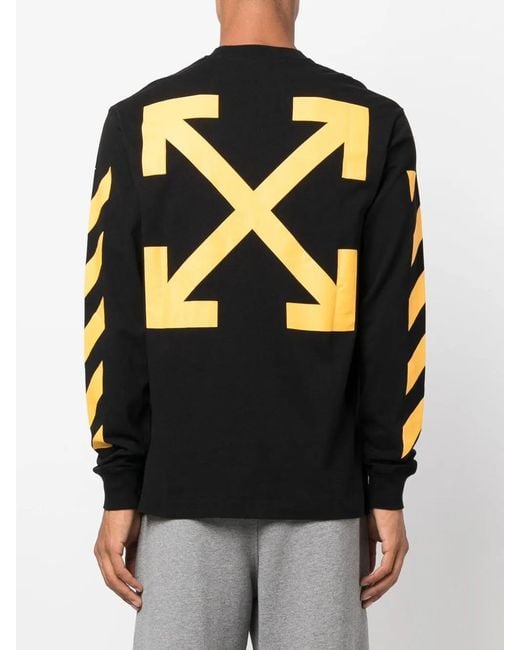 Off-White c/o Virgil Abloh Black Off- Long Sleeve Diagonal Arrow Carvagio Skate T-Shirt for men
