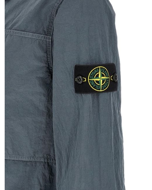 Stone Island Blue Zip-Up Overshirt for men
