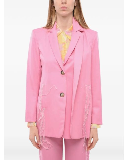 Julfer Pink Fringed Single-Breasted Jacket