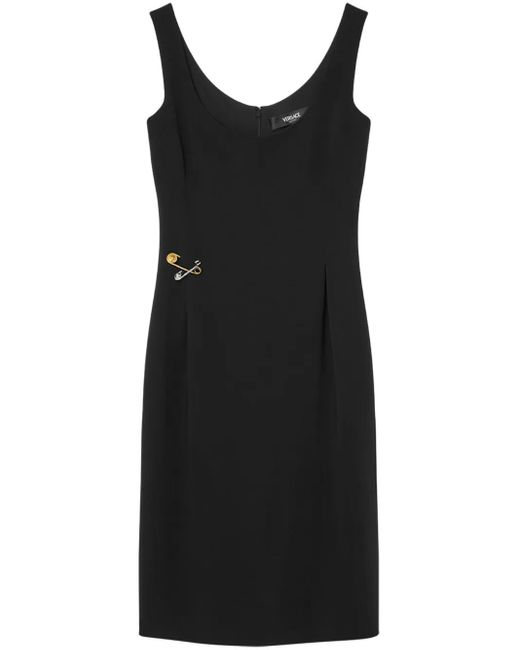 Versace Black Safety Pin Midi Dress