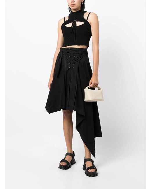 Monse Black Lace-Up Asymmetric Skirt