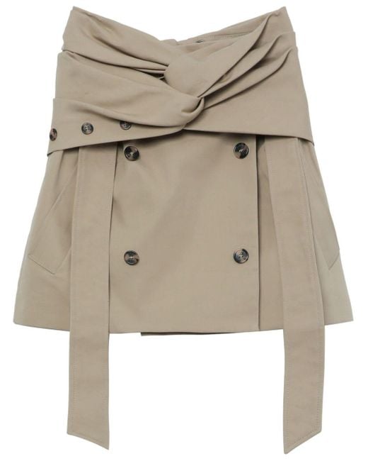ROKH Natural Twist-embellished Cotton Mini Skirt