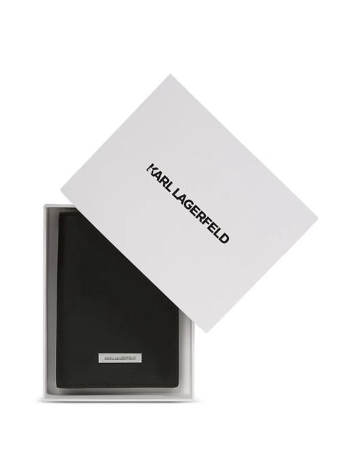 Karl Lagerfeld Black Ikon Smooth Passport Holder