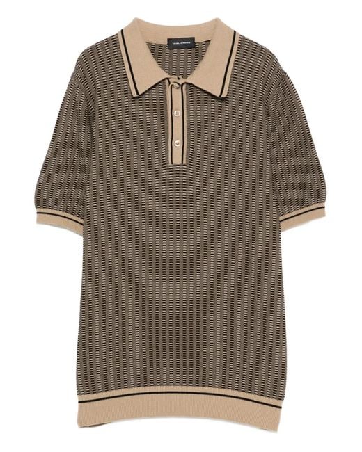 Tagliatore Brown Patterned Polo Shirt for men