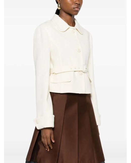 P.A.R.O.S.H. White Lara Belted Jacket
