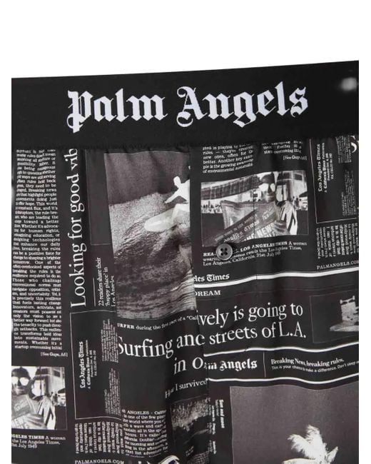 Palm Angels Stretchbund-Shorts mit Zeitungs-Print in Black für Herren