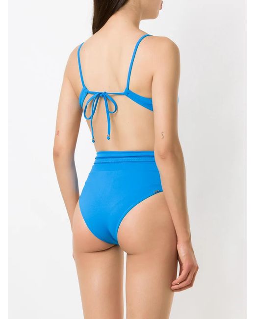 Amir Slama Blue Metallic Embellishment Swimsuit