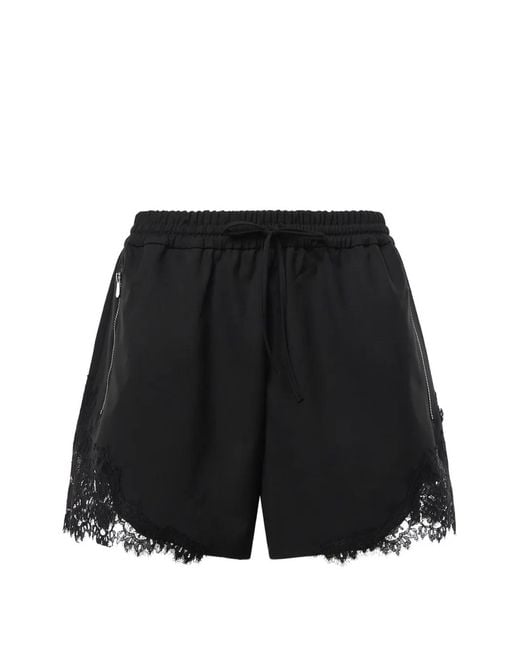 Pinko Black Lace-Trim Drawstring Shorts