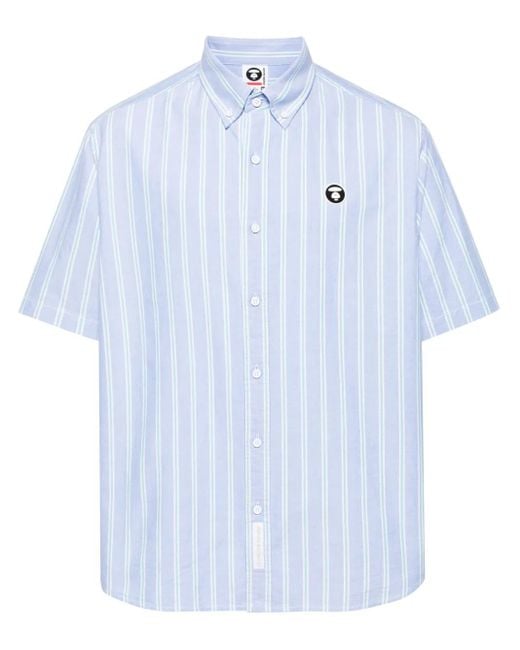 Aape By A Bathing Ape Blue Striped Cotton Shirt for men