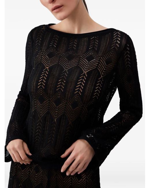 Liu Jo Black Openwork Crew-Neck Sweater