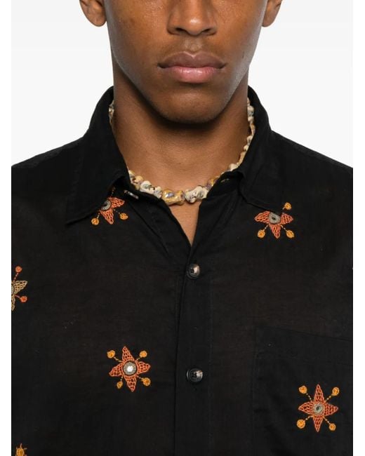 Kartik Research Black Star-Embroidered Shirt for men