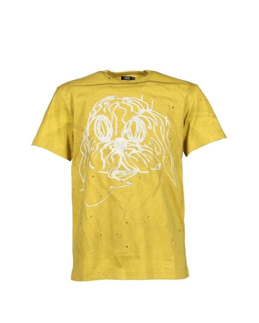 Chio Yellow Graphic-Print Paint-Splatter T-Shirt for men