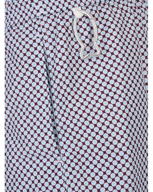 Fedeli Blue Short De Bain À Imprimé Géométrique for men