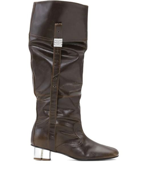 Ganni Brown Dark Knee-High Boots