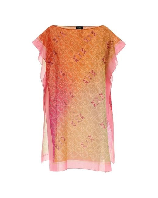 Pinko Orange Polka Bird Beach Cover-Up