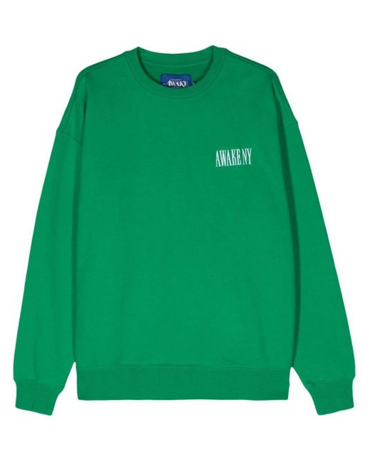 AWAKE NY Green Logo-embroidered Cotton Sweatshirt for men