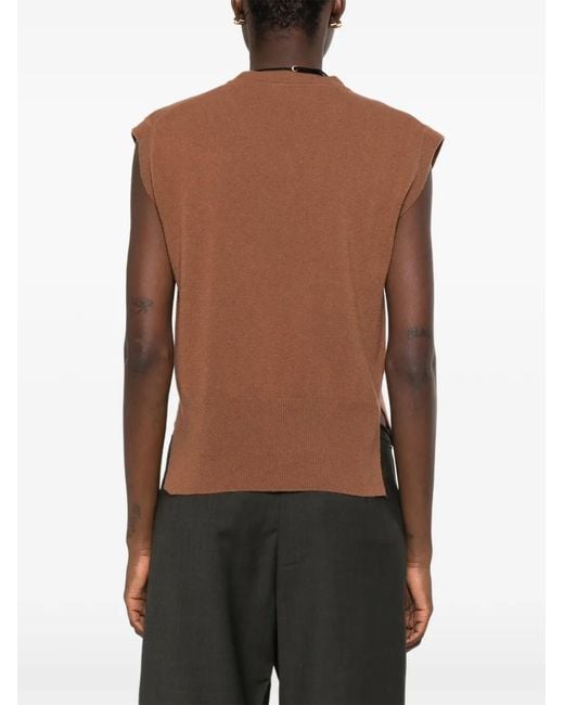 Daniele Fiesoli Brown V-Neck Vest
