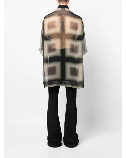 Rick Owens Gray Semi-Sheer Silk Shirt for men