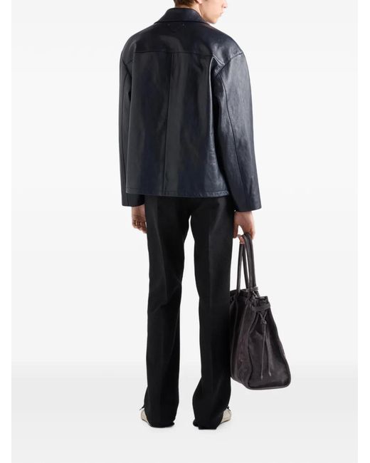 Prada Blue Nappa Leather Jacket for men