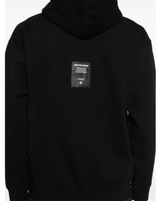 Aape By A Bathing Ape Black Logo Patched Hooded Jacket for men