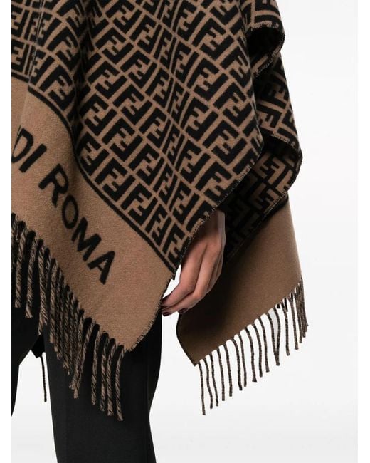 Fendi Brown Cashmere Ff Poncho