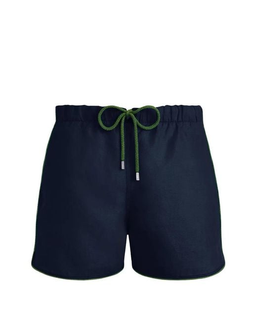 Vilebrequin Blue Maurice Drawstring Linen Swim Shorts for men