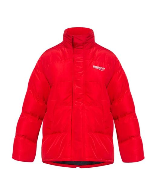 Balenciaga Red Micro-Faille Puffer Coat for men
