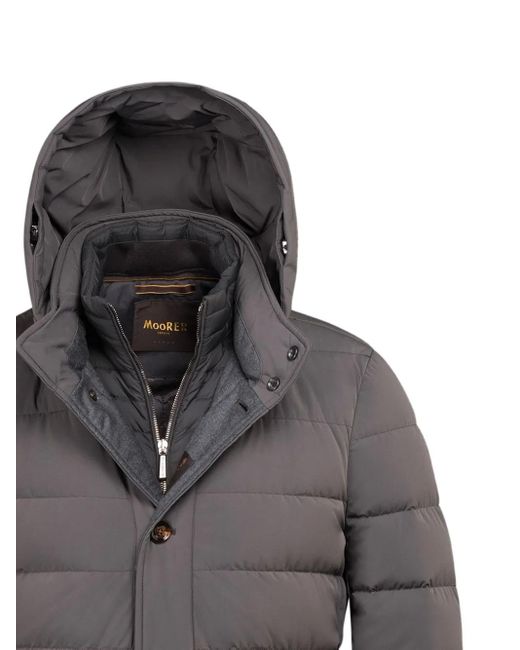 Moorer Gray Calandri-Kn Hooded Button Jacket for men