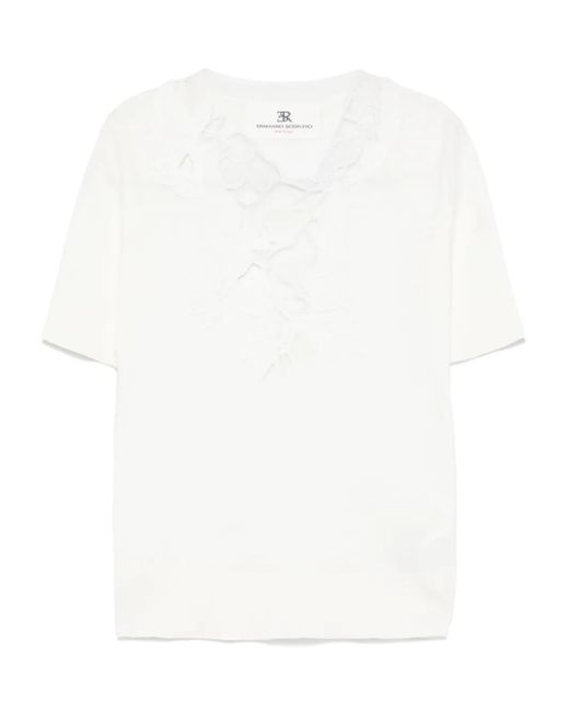 Ermanno Scervino レースアップリケ Tシャツ White