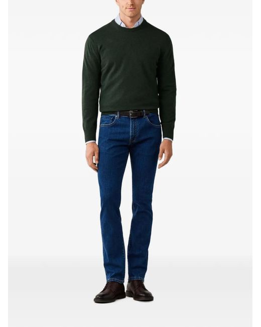 Hackett Green Patch-Detail Crew-Neck Knit for men