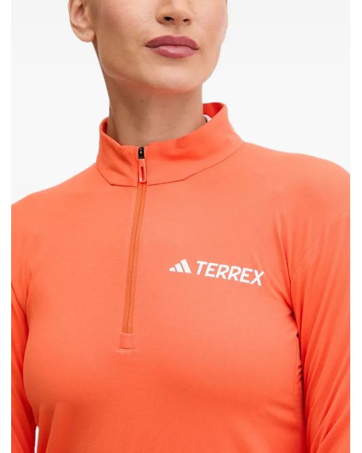 Adidas Orange Terrex Xperior Half-Zip Performance Sweatshirt
