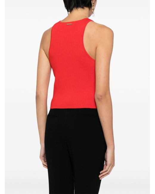 Michael Kors Red Ribbed Cropped Top
