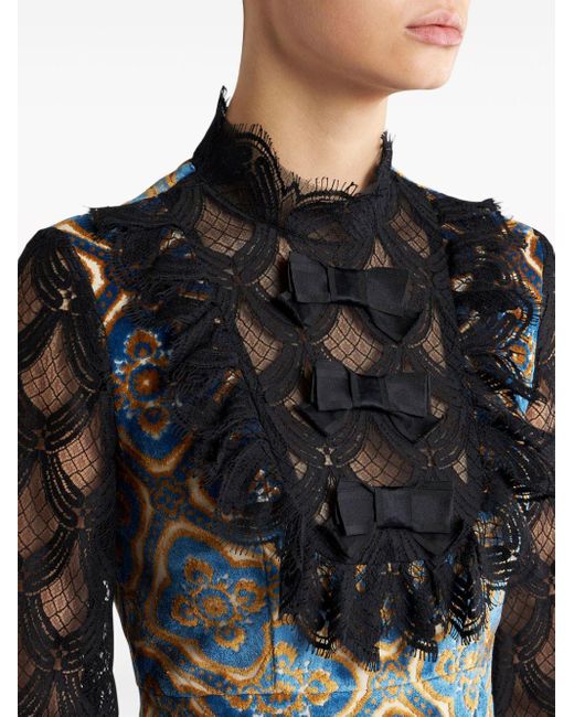 Etro Black Lace-detailing Jacquard Dress