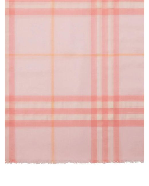 Burberry Pink Wide Check Wool Scarf